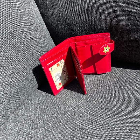 NWT Red leather wallet with multicolored owl - Picture 2 of 2